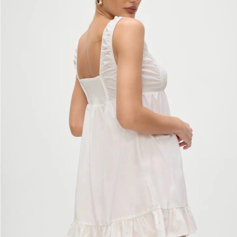 Frankie's Bikinis White Ruffled Button-Front Mini Dress - Picture 2 of 6